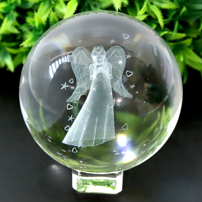 60mm Inner Carving Crystal Spheres for Healing Meditation