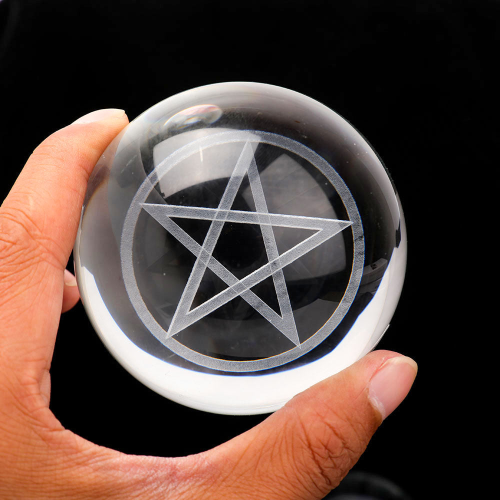 60mm Pentagram Crystal Sphere for Energy Balance