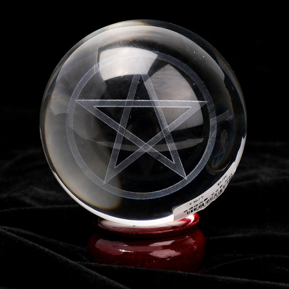 60mm Pentagram Crystal Sphere for Energy Balance