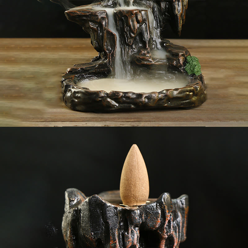 Resin Waterfall Incense Burner with Backflow Smoke Effect