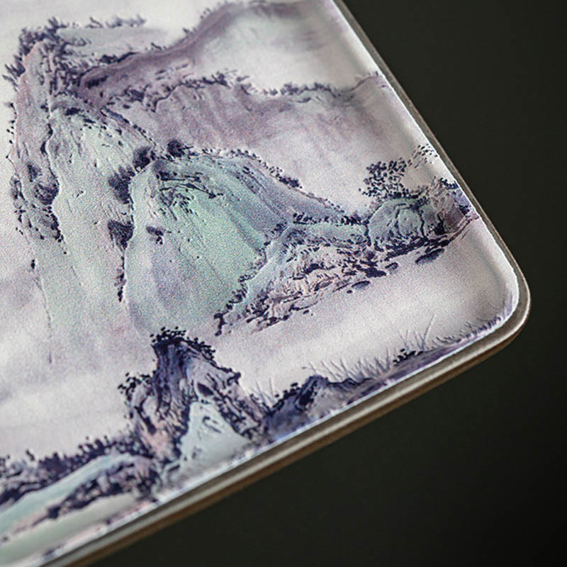 Ceramic Incense Burner Tray with Mountain Lake Flower Leaf Design