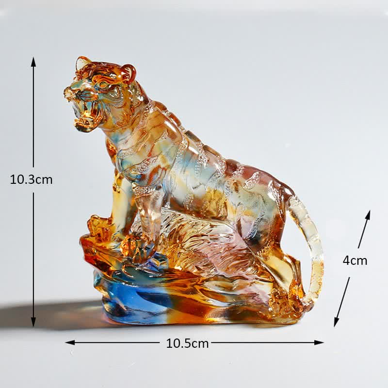 Handmade Liuli Crystal Tiger Art Piece | Protection Decor