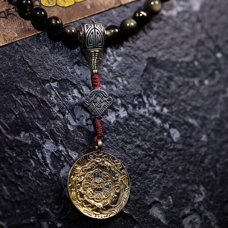 108 Bead Gold Sheen Obsidian Tigereye Wealth Bracelet