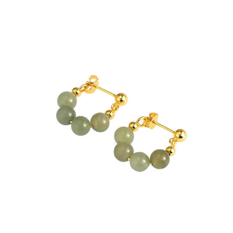 925 Sterling Hetian Jade Red Agate Abundance Earrings