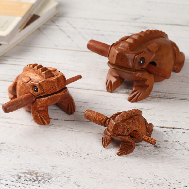 Miniature Feng Shui Wealth Luck Frog Decoration 6.5cm Wood