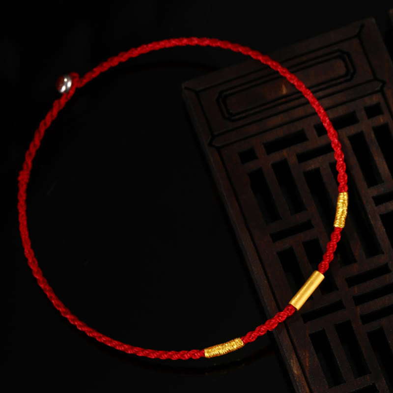 999 Gold Protection Red String Bracelet Four Wishful Knots