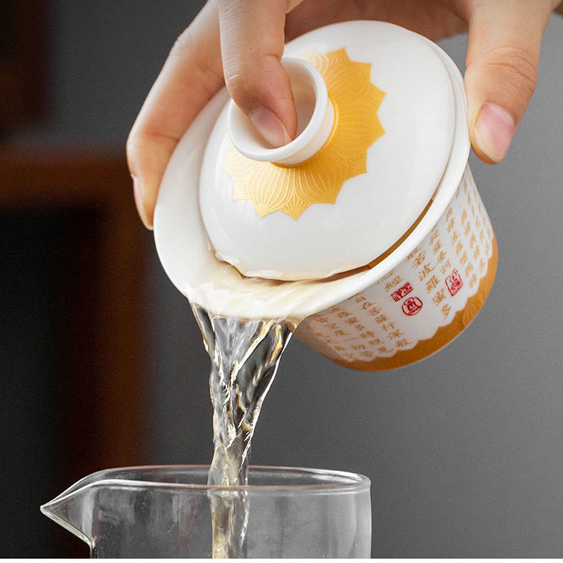 Fu Character Ceramic Gaiwan 150ml Meditation Tea Set