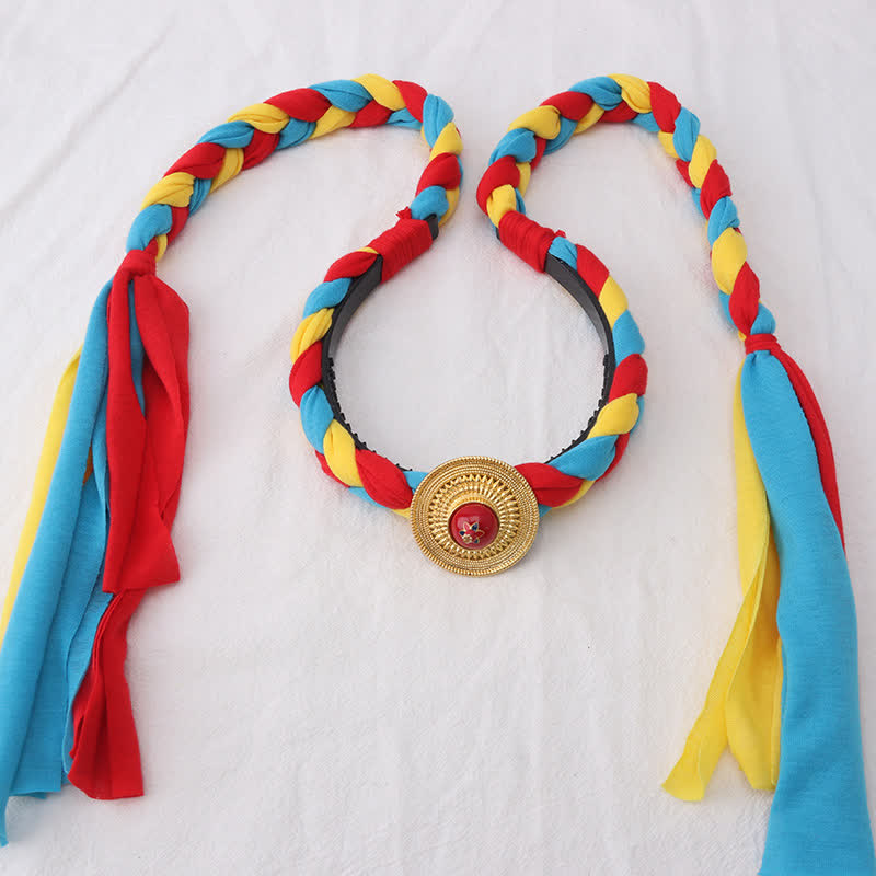 Copper Spiritual Hair Accessories with Colorful Tibetan Tassel Beads