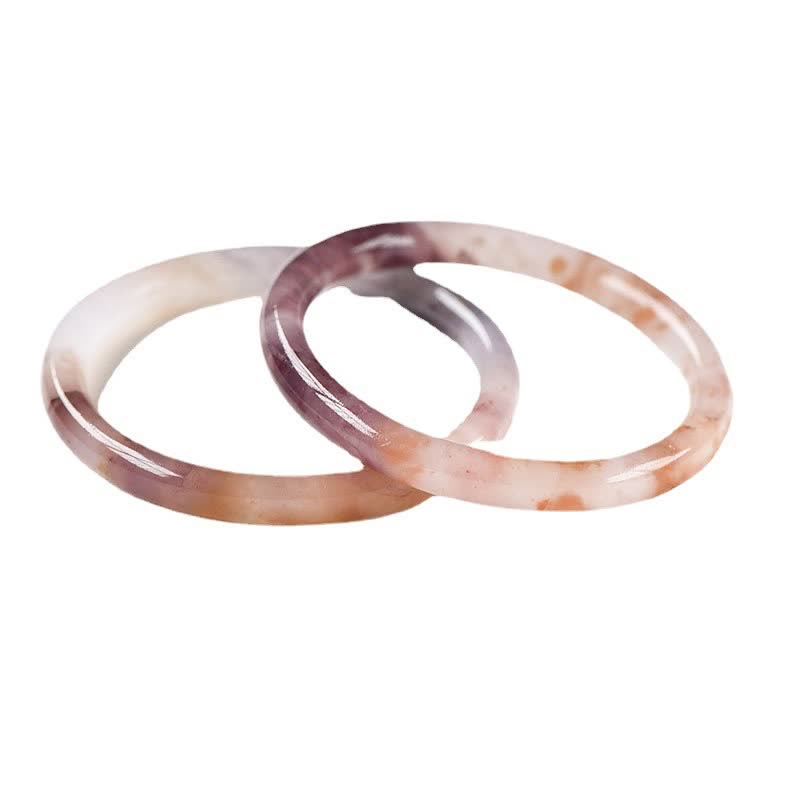 Purple Golden Silk Jade Bangle Bracelet for Wealth & Luck