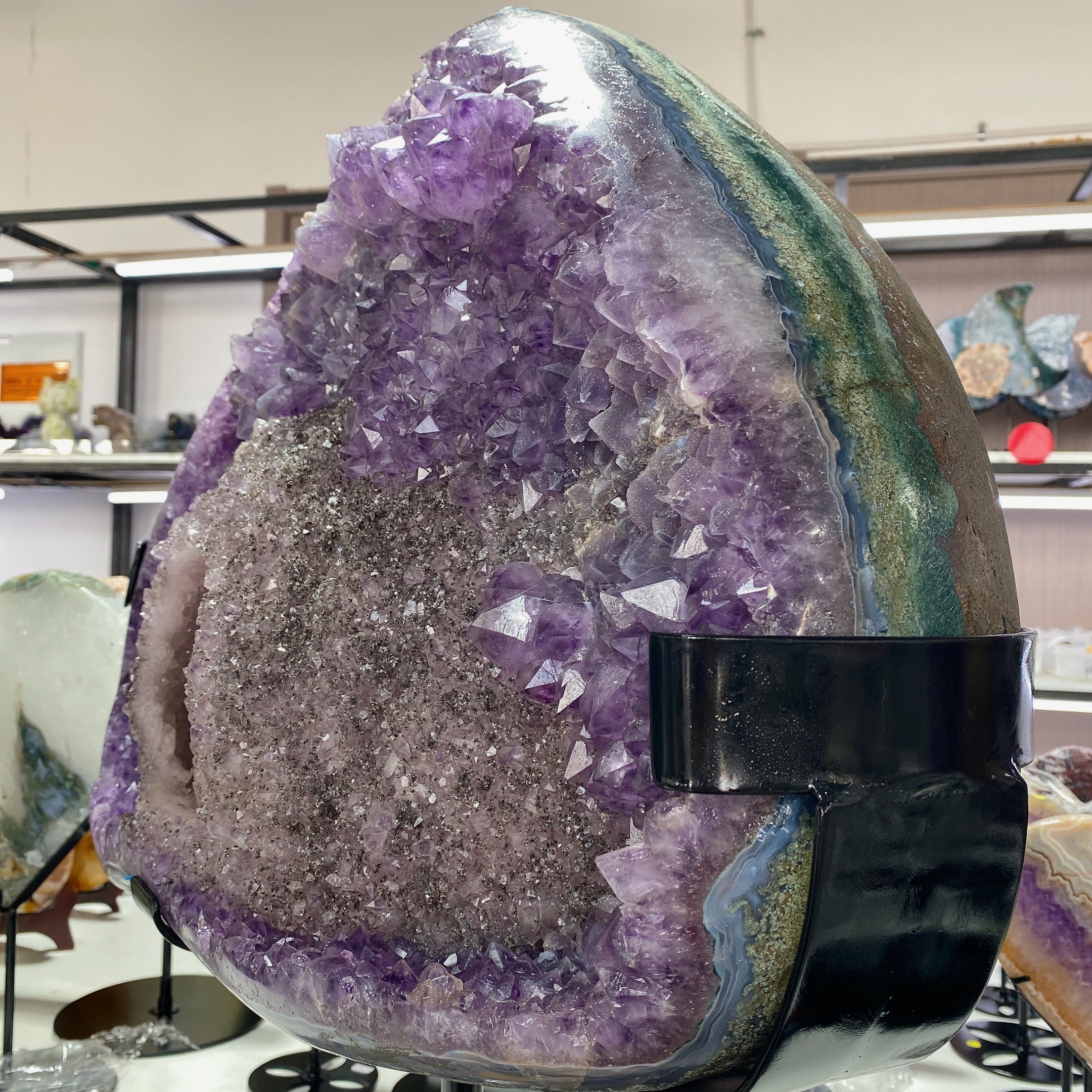 62cm Large Amethyst Cluster Heart-Shaped Crystal Specimen