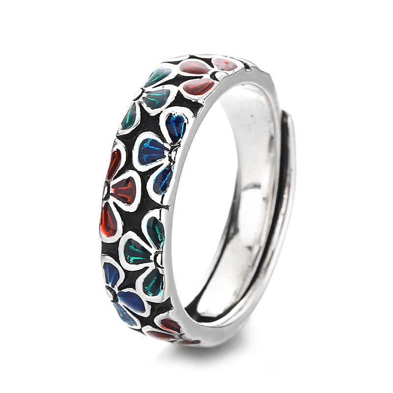 Adjustable Copper Spiritual Healing Ring with Plum Blossoms