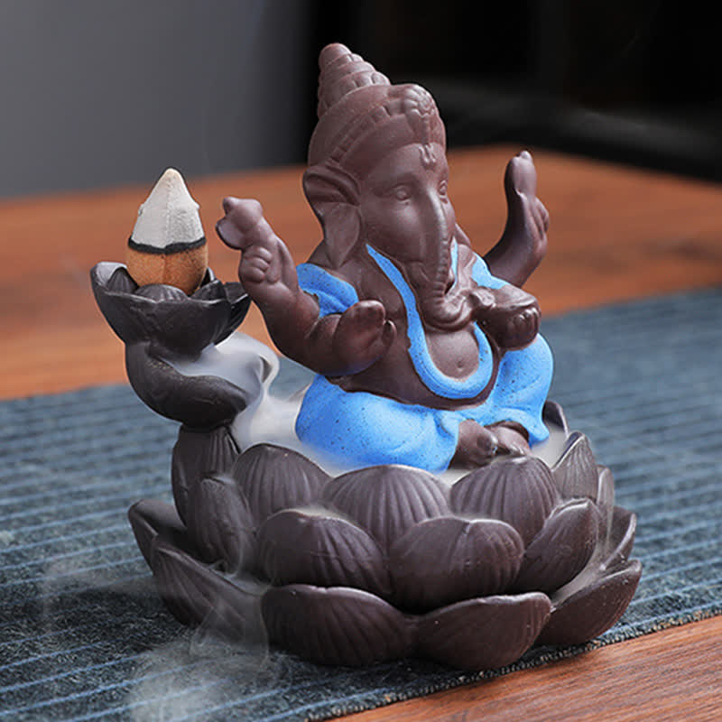 Ganesh Elephant Purple Clay Backflow Incense Burner
