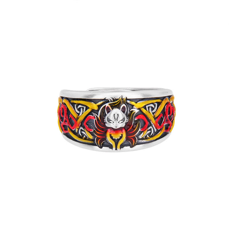 999 Sterling Silver Nine Tailed Fox Spiritual Protection Ring