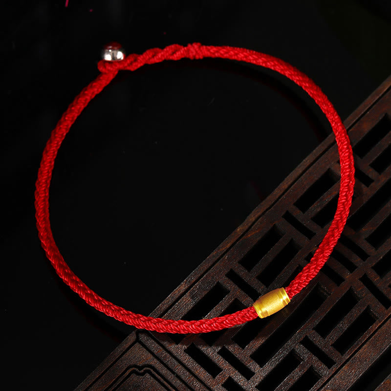 999 Gold Red String Bracelet with Eight Thread Peace Knot