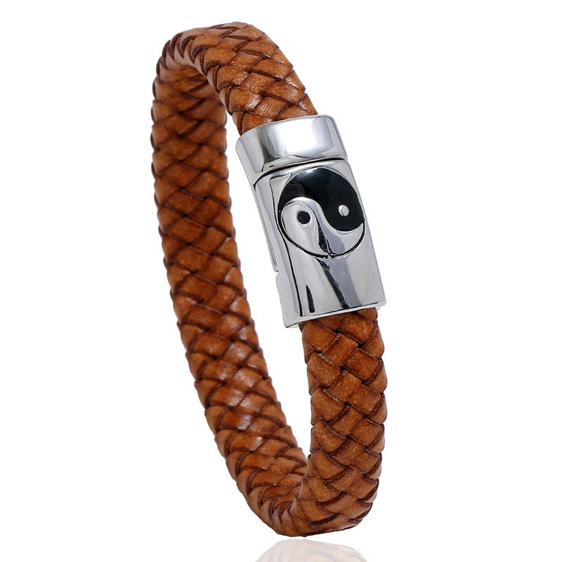 Unisex Titanium Steel Yin Yang Bracelet for Balance 22.5cm