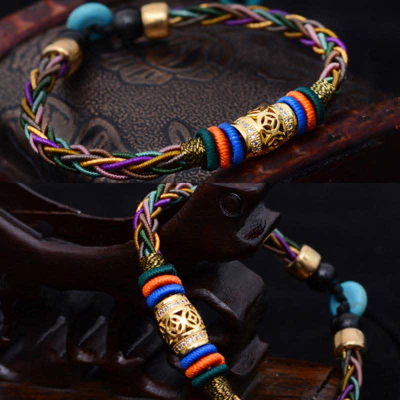 Tibetan Red String Bracelet with Copper Coin | Protection & Luck