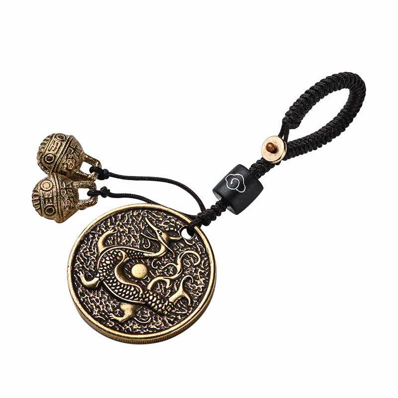 Copper Four Symbols Keychain with Azure Dragon & Mythical Creatures