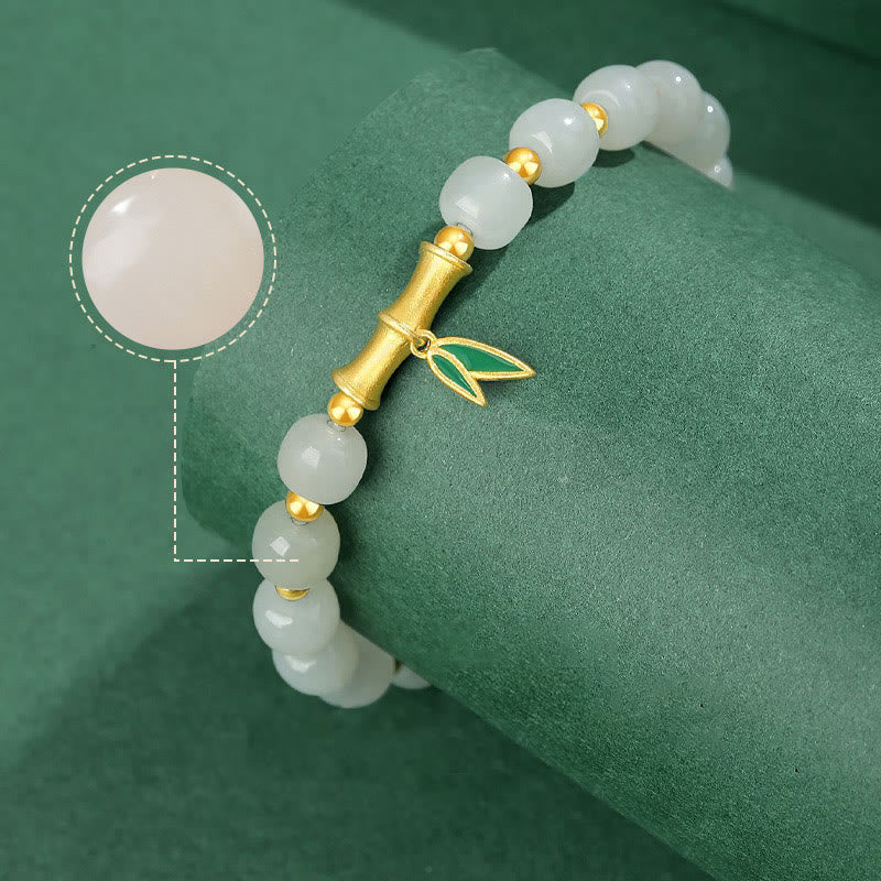Sterling Silver White Jade Protection Bracelet 6*7mm