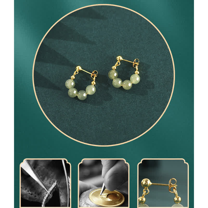 925 Sterling Hetian Jade Red Agate Abundance Earrings