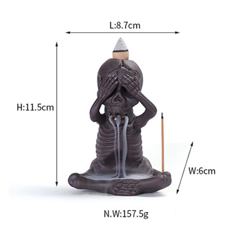 Purple Clay Little Skull Backflow Incense Burner for Peace