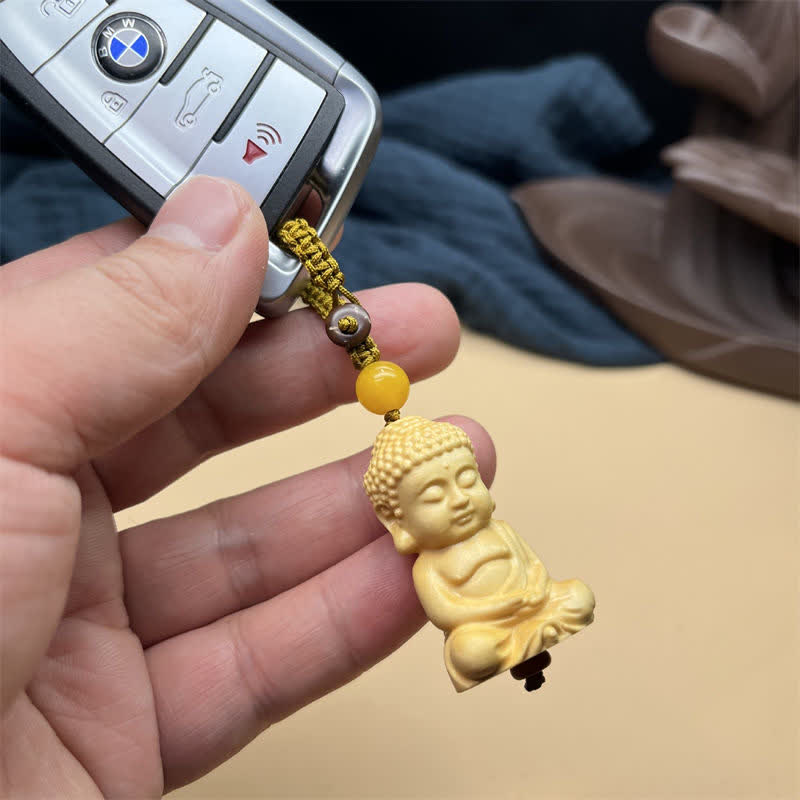 Tathagata Buddha Serenity Boxwood Spiritual Keychain