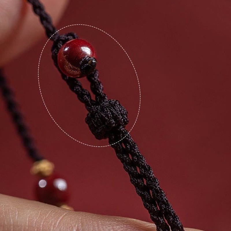 Cinnabar Fu Character Braided String Bracelet 14-19cm