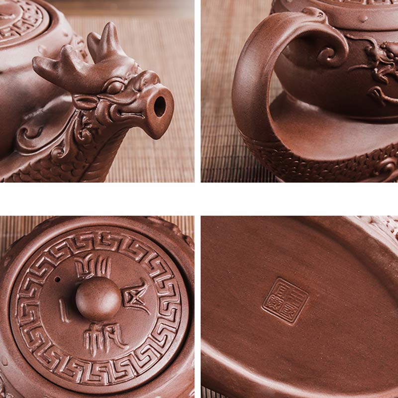 Vintage Dragon Purple Clay Ceramic Teapot for Zen Decor