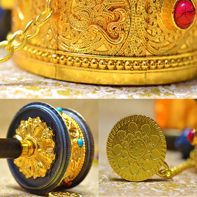 Zinc Alloy Tibetan Prayer Wheel Spiritual Decoration 5cm