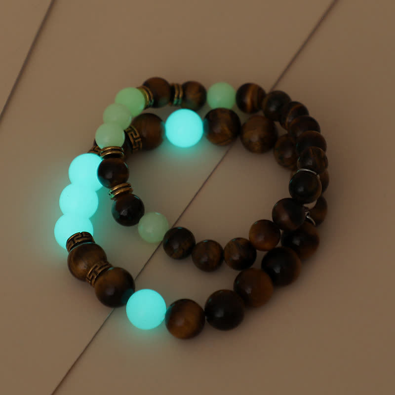 Unisex Tiger Eye Glowstone Protection Couple Bracelet
