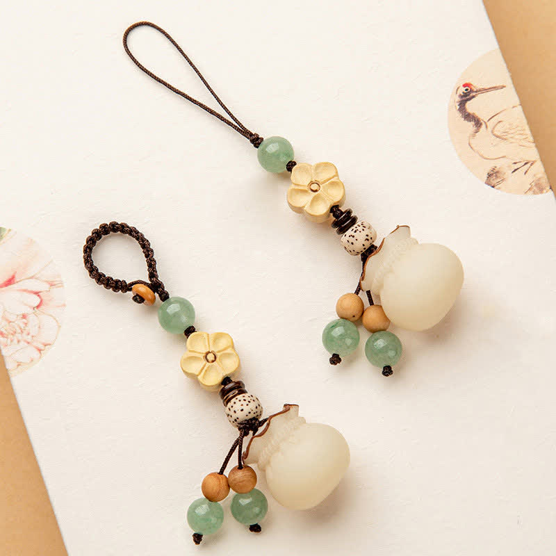 Natural Bodhi Seed Prosperity Money Bag Keychain