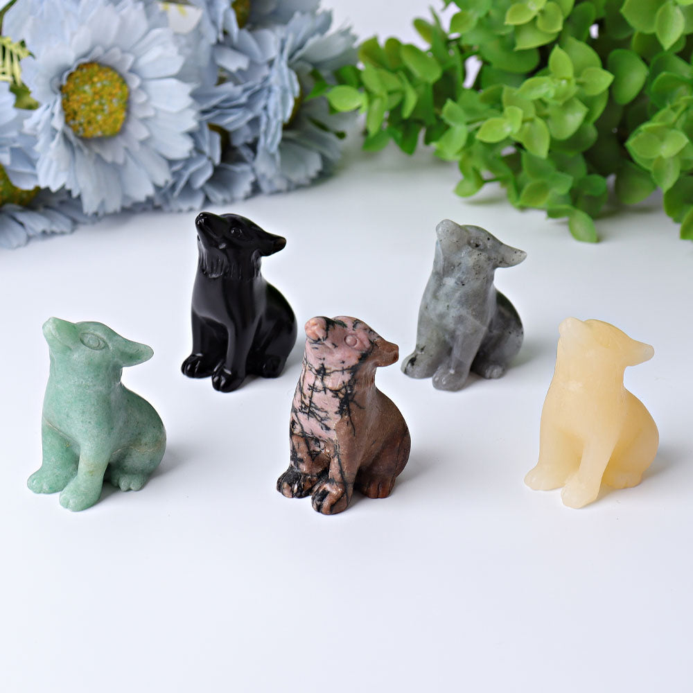 1.8 inch Crystal Wolf Healing Carving Figurine