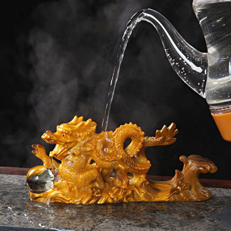 Color Changing Resin Chinese Dragon Figurine for Luck and Success