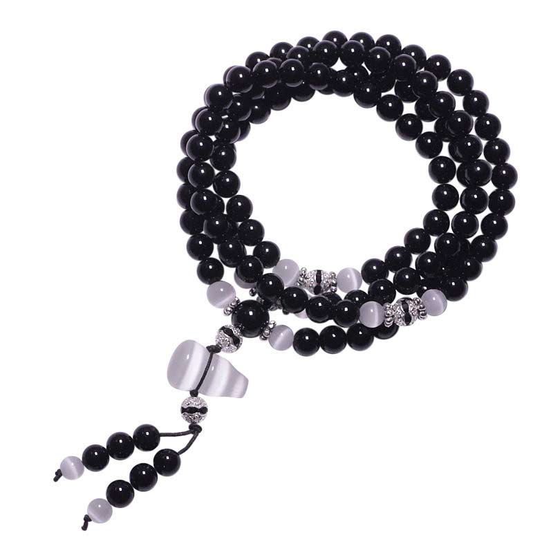 6mm Black Onyx and Clear Quartz Meditation Bracelet