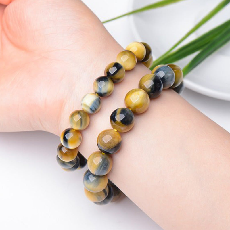12mm Tiger Eye Courage Strength Protection Bracelet