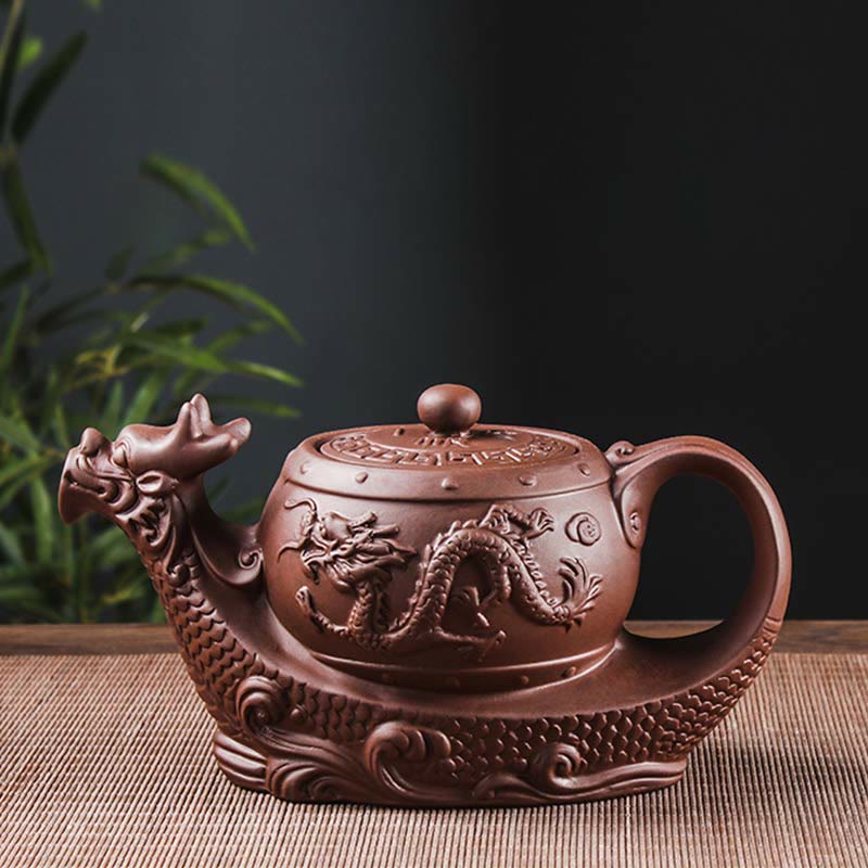 Vintage Dragon Purple Clay Ceramic Teapot for Zen Decor