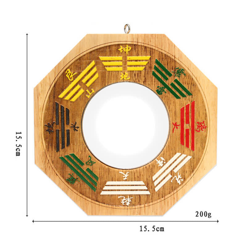 10cm Peach Wood Feng Shui Bagua Map Mirror for Balance
