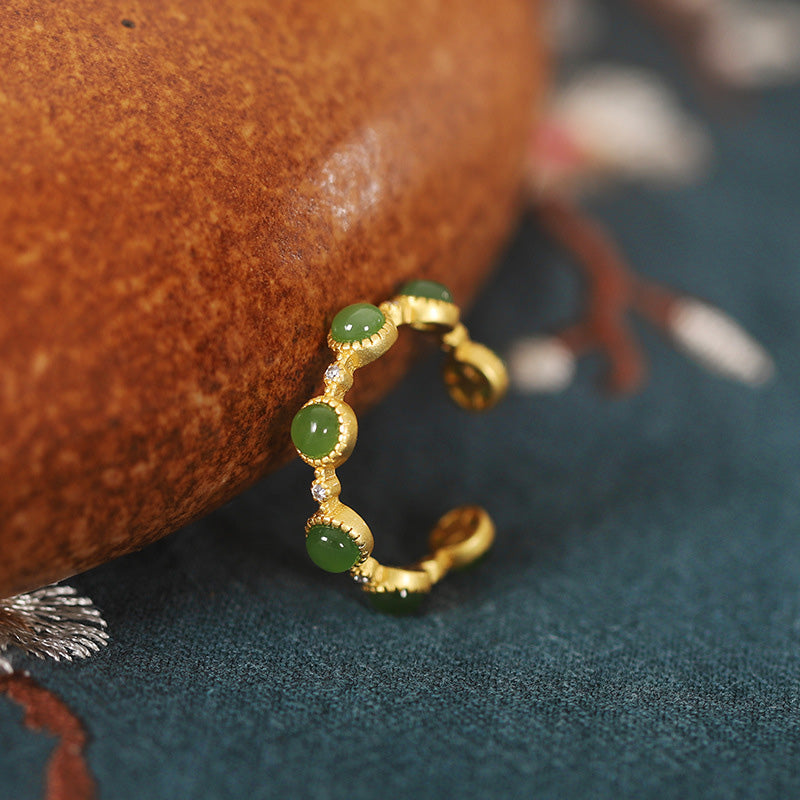 Adjustable Cyan Jade Healing Ring for Calm & Harmony
