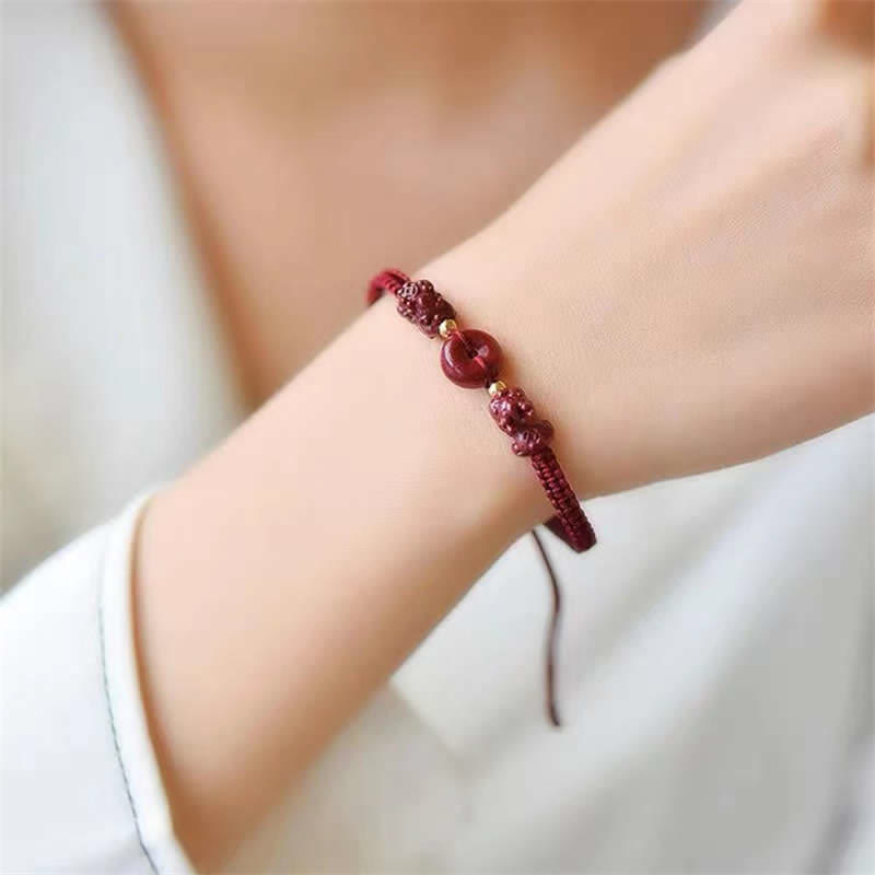 Cinnabar Pixiu Copper Coin Red String Bracelet for Wealth