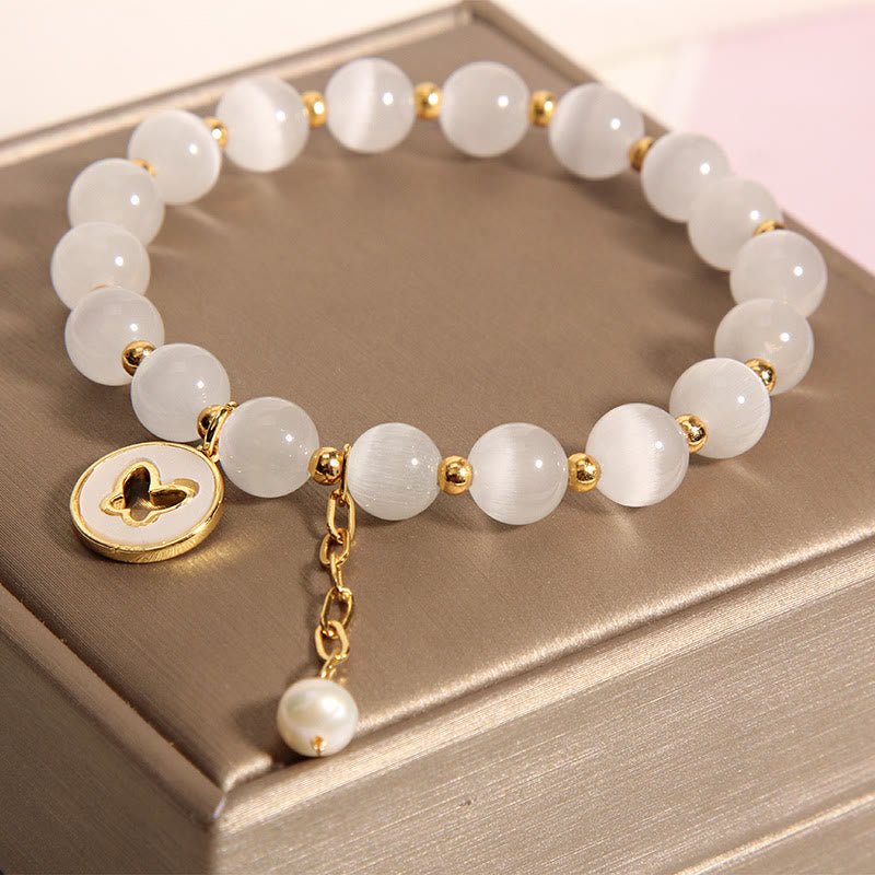 Cat's Eye Butterfly Charm Spiritual Bracelet for Peace & Love