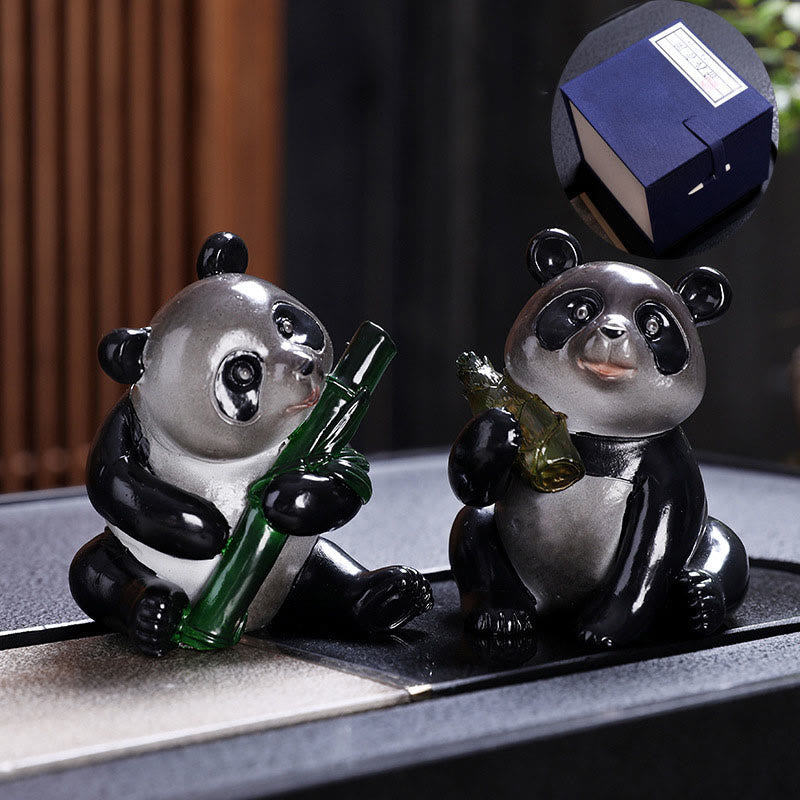 Color Changing Panda Bamboo Resin Tea Pet Figurine