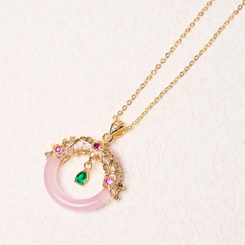 Green Chalcedony Peace Buckle Strength Necklace