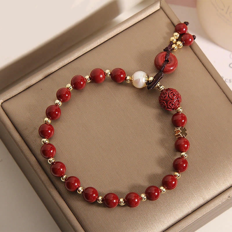 Cinnabar Peace Buckle Copper Charm Blessing Bracelet