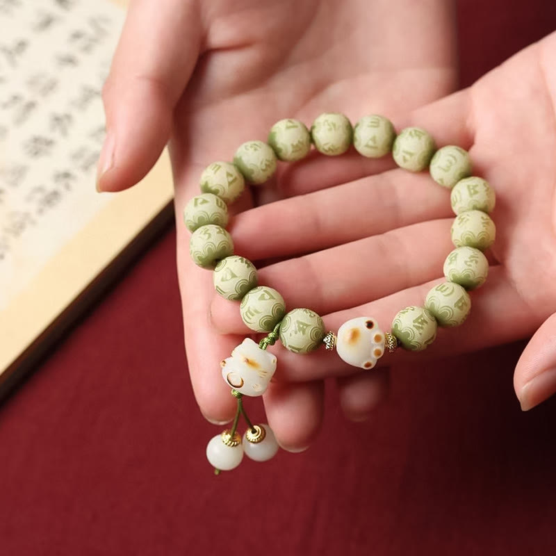 Green Bodhi Seed Om Mani Padme Hum Wisdom Bracelet