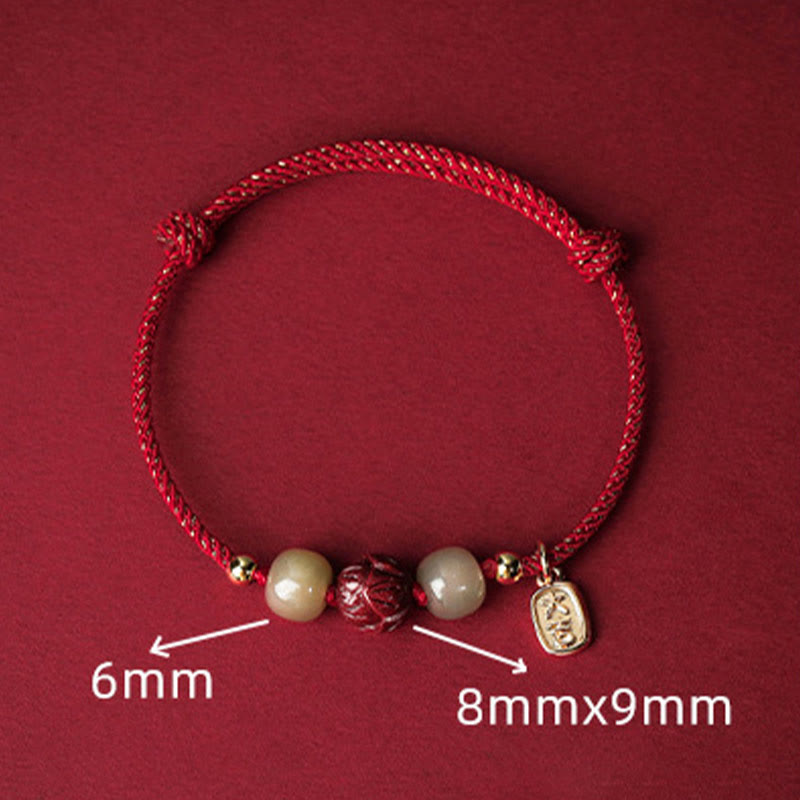 14K Gold Plated Hetian Jade Lotus Luck Bracelet