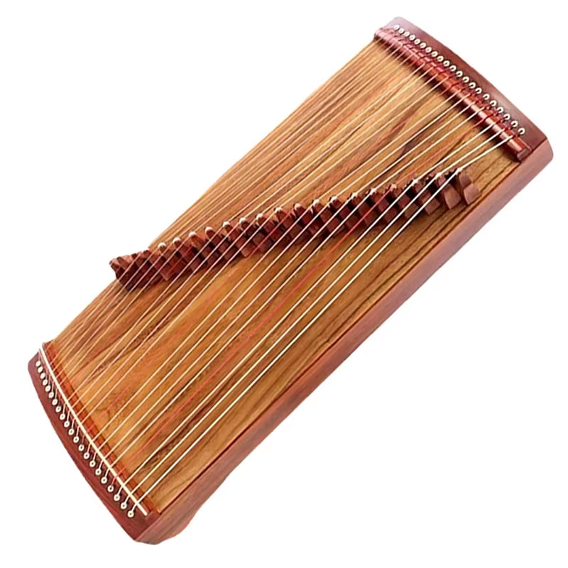 Traditional wooden Guzheng Chinese zither with multiple strings and elegant design