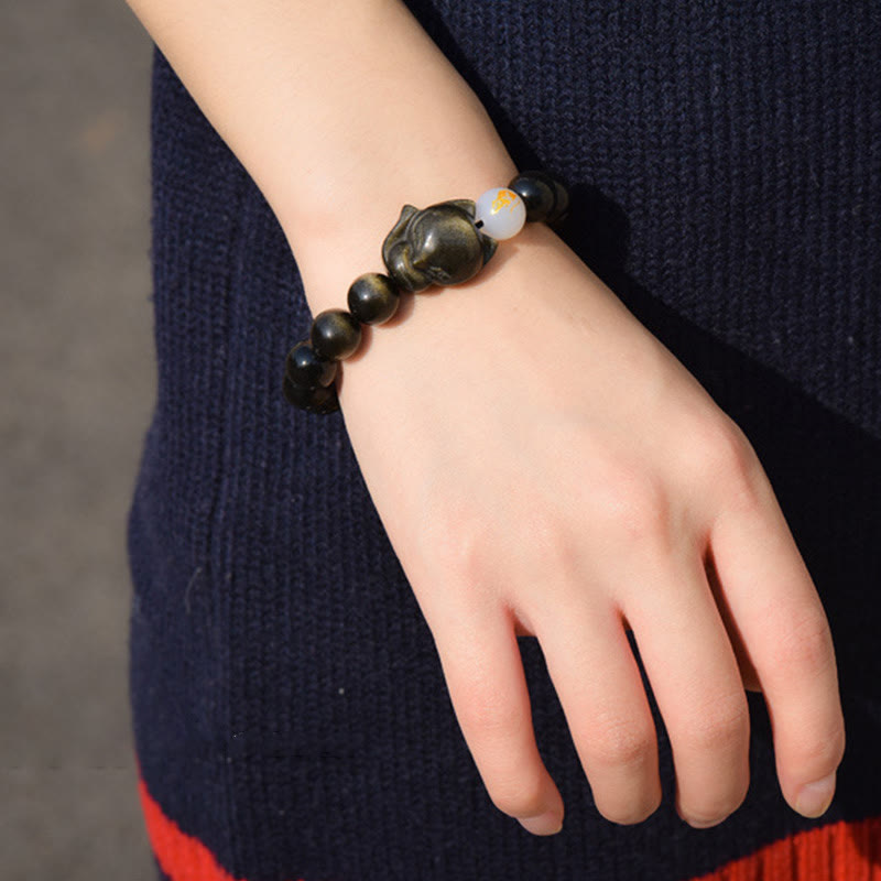 10mm Rainbow Obsidian Protection Bracelet