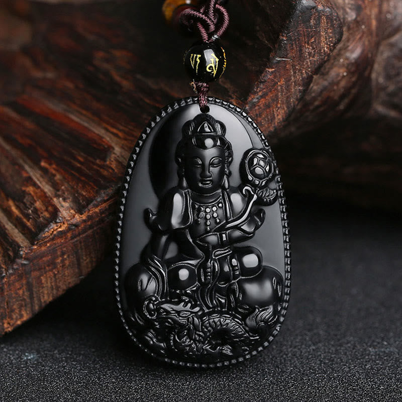 Chinese Zodiac Black Obsidian Purification Necklace