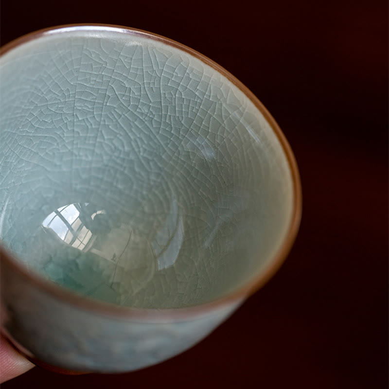 Lotus Carved Ceramic Zen Decor Teacup 95ml