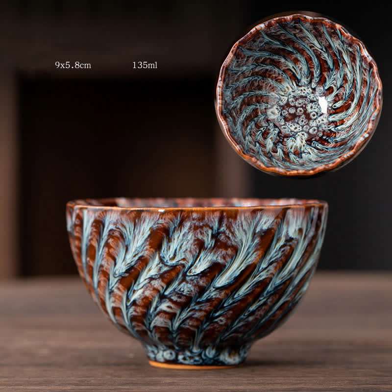 Peach Blossom Ceramic Teacup Beautiful Floral Tea Cup