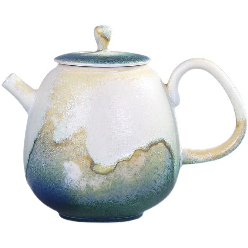 230ml Ceramic Gongfu Teapot in Green Beige for Zen Decor